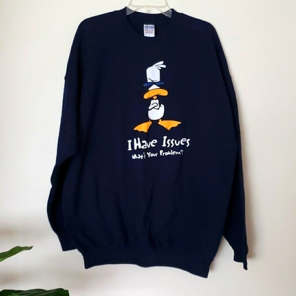 90's "I have issues, what's your problem" oversized sweatshirt, navy blue, 2XL - Picture 1 of 4